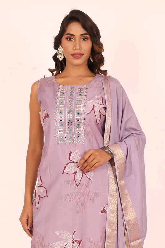 Lavender Embroidered Suit Set