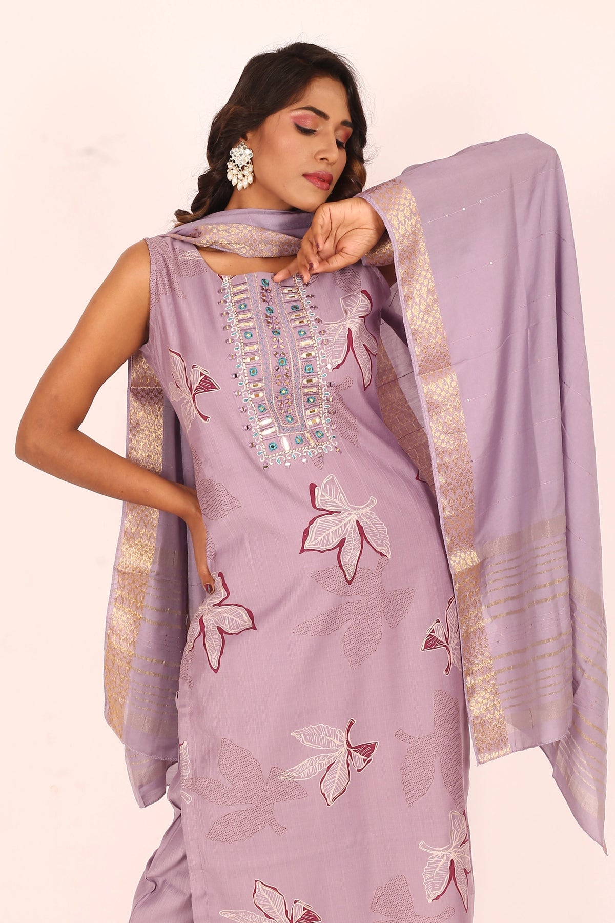 Lavender Embroidered Suit Set