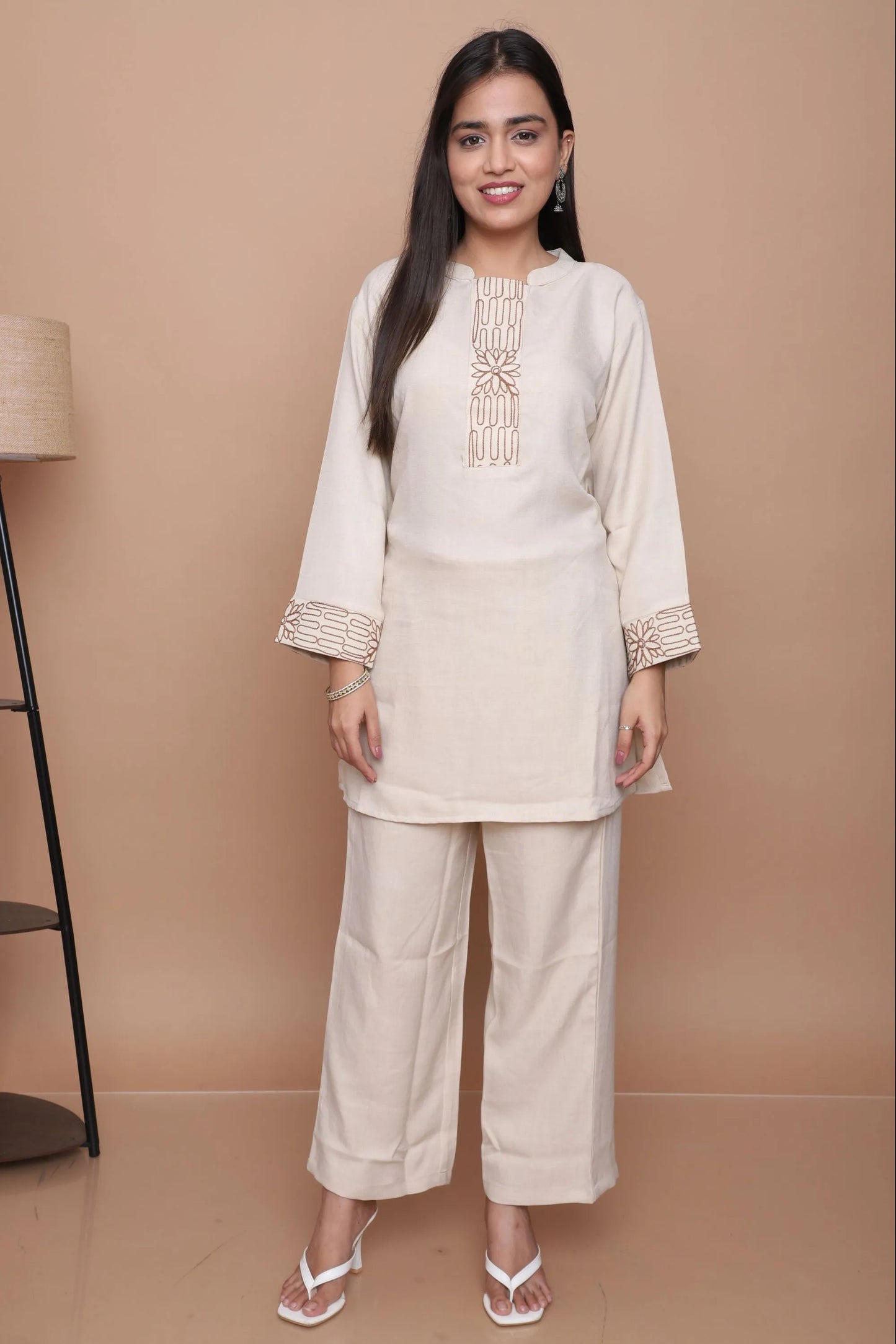 Cream Thread Work Co-Ord Set