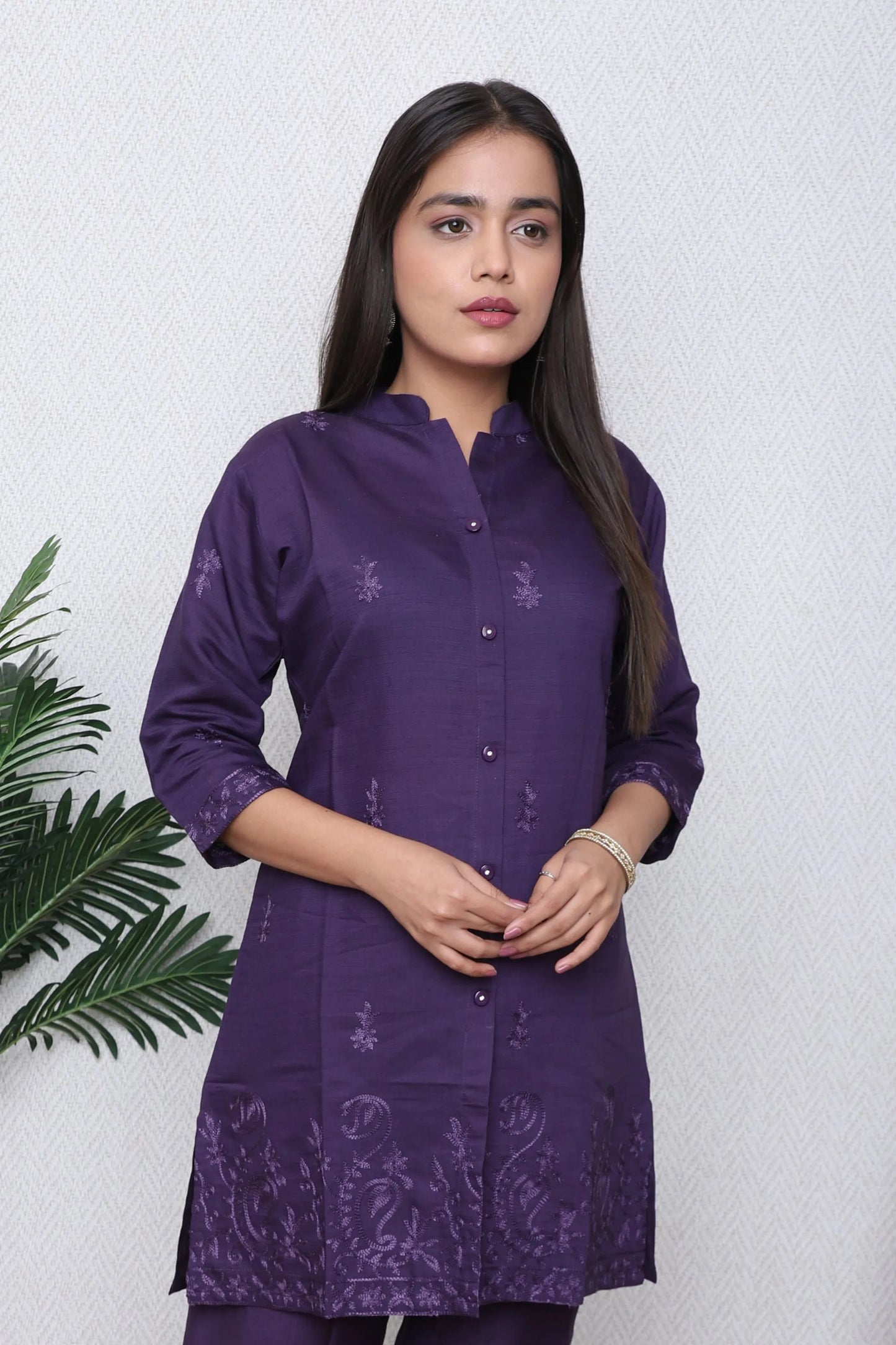 Deep Plum Embroidered Co-Ord Set