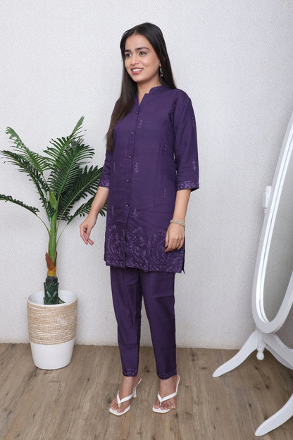 Deep Plum Embroidered Co-Ord Set