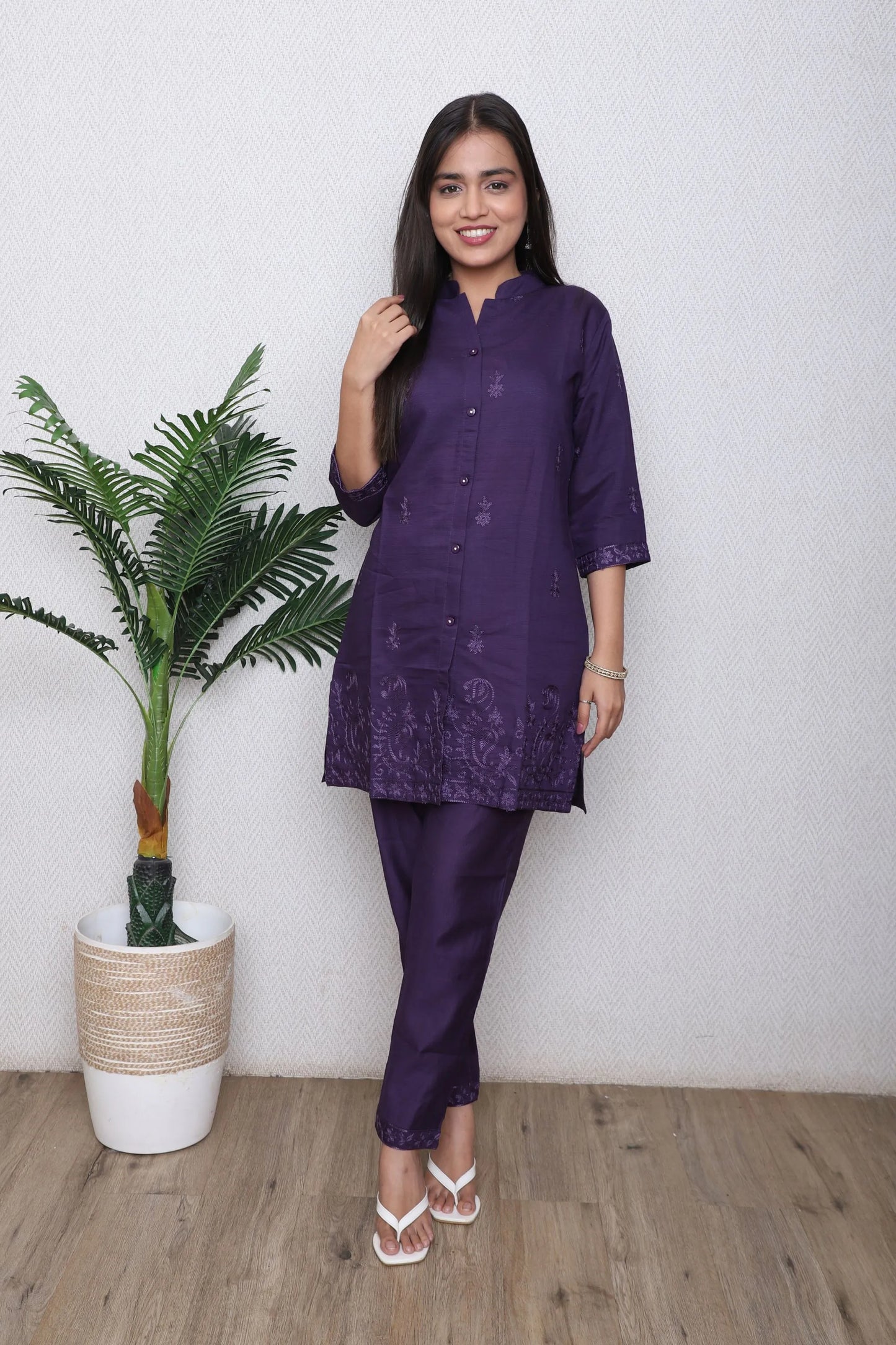 Deep Plum Embroidered Co-Ord Set
