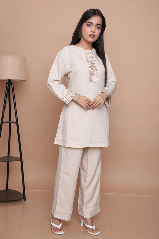 Cream Thread Work Co-Ord Set