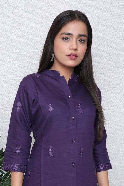 Deep Plum Embroidered Co-Ord Set