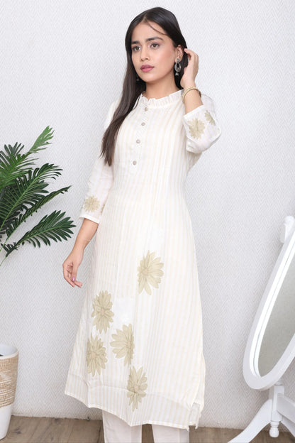 Ivory Floral Printed Kurta Set