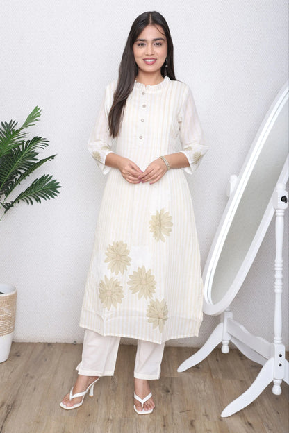 Ivory Floral Printed Kurta Set