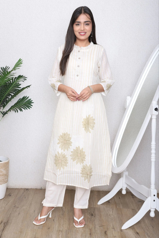Ivory Floral Printed Kurta Set