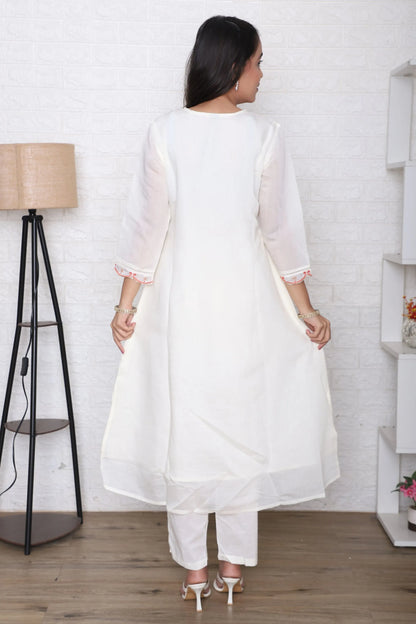 Ivory Floral Embroidered Suit Set