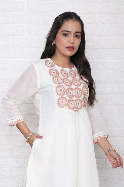 Ivory Floral Embroidered Suit Set