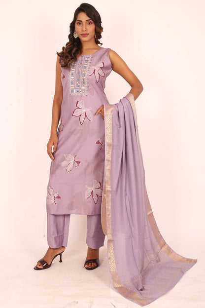 Lavender Embroidered Suit Set