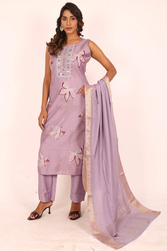 Lavender Embroidered Suit Set