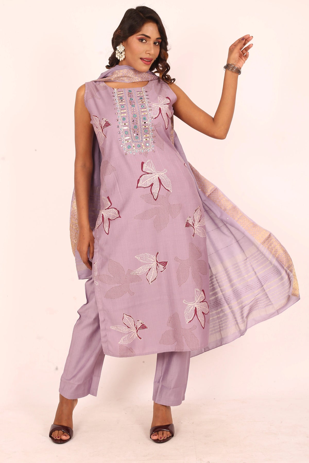 Lavender Embroidered Suit Set