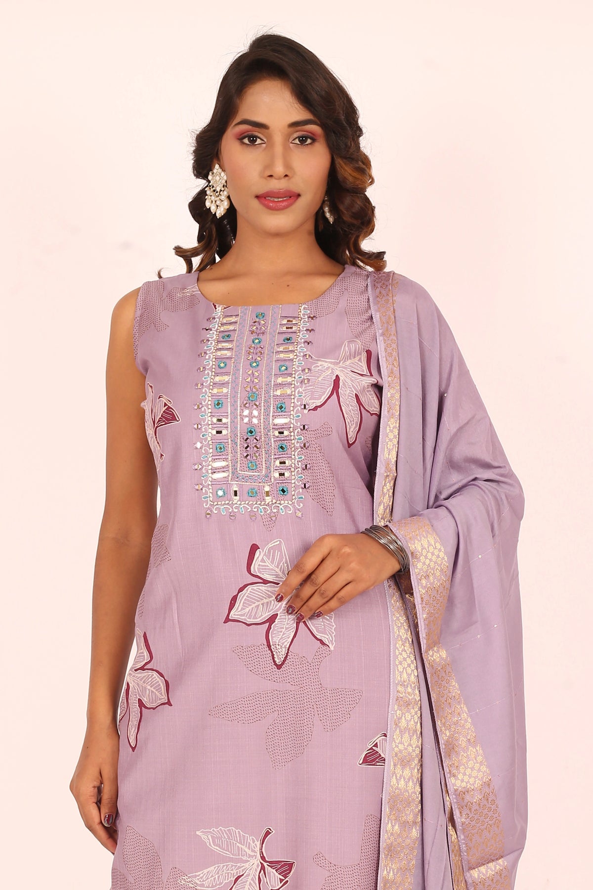 Lavender Embroidered Suit Set