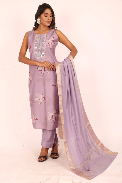 Lavender Embroidered Suit Set