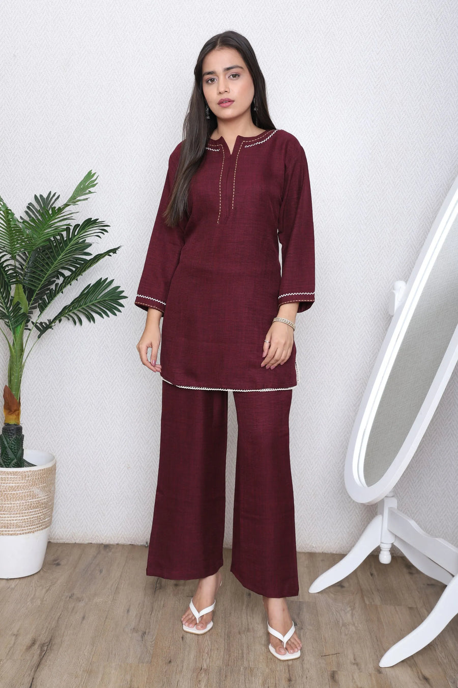 Rich Maroon Lace Co-Ord Set