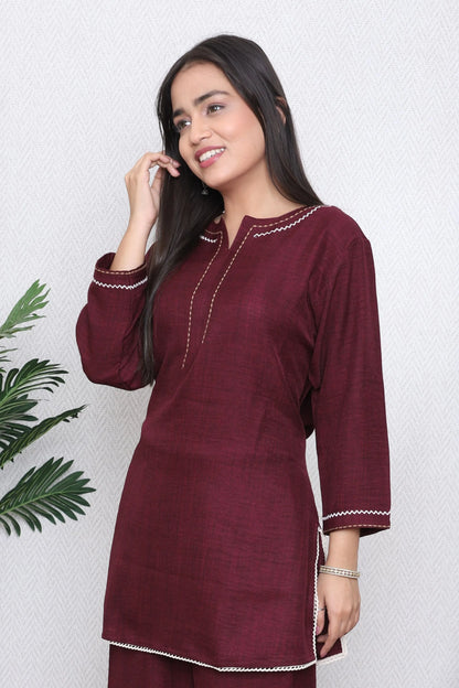 Rich Maroon Lace Co-Ord Set