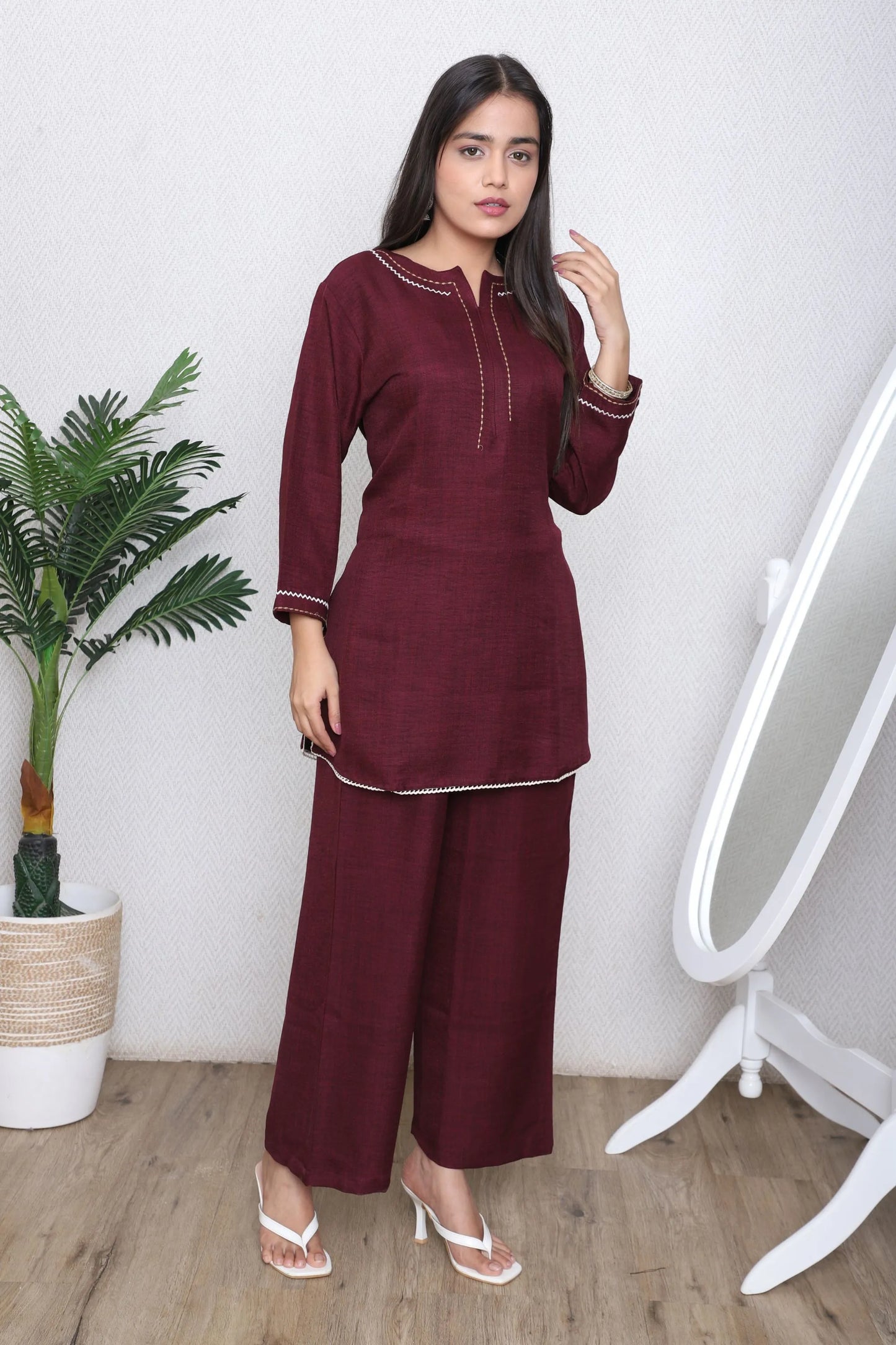Rich Maroon Lace Co-Ord Set