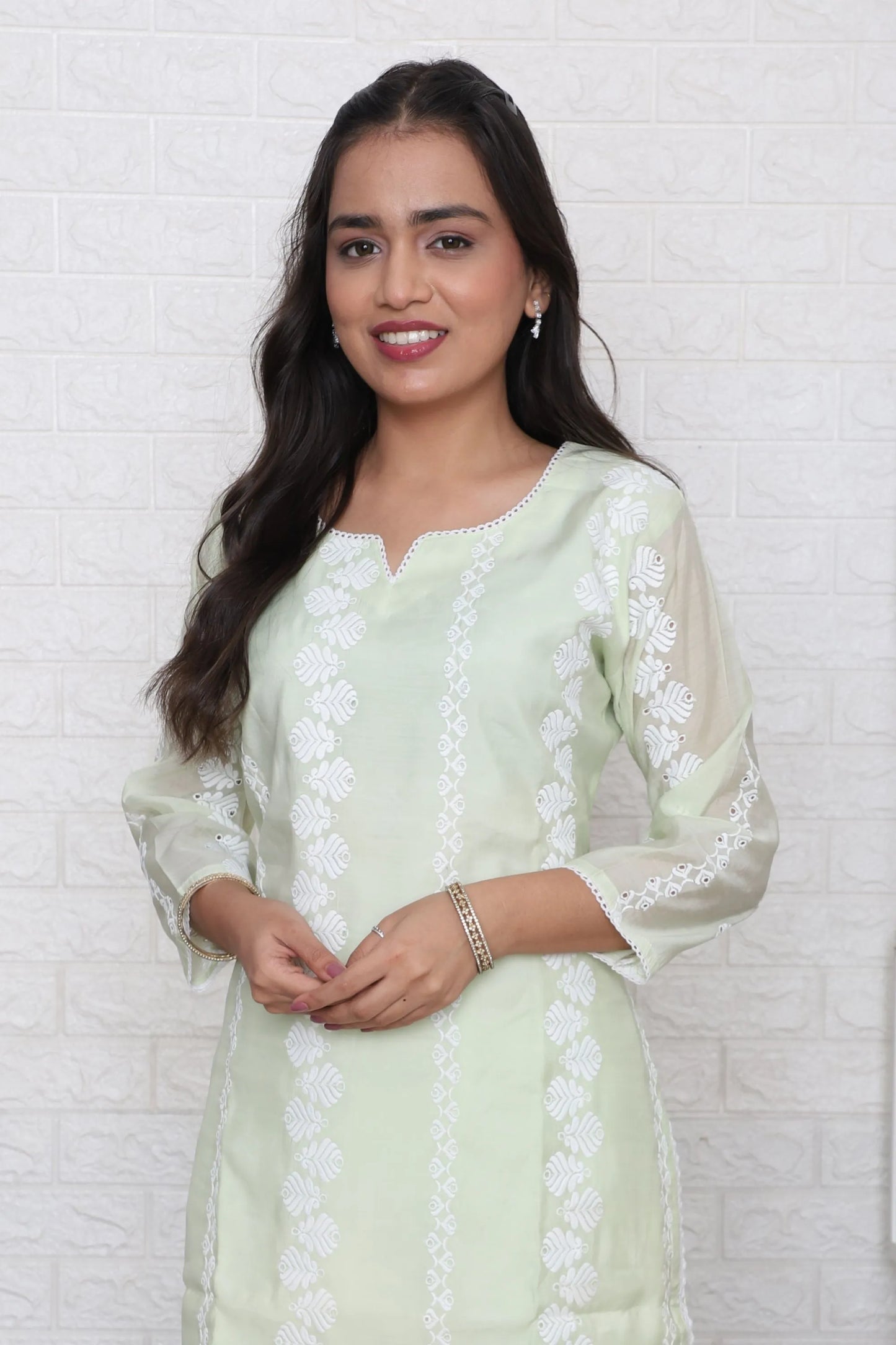 Mint Green Schiffli Kurta Set