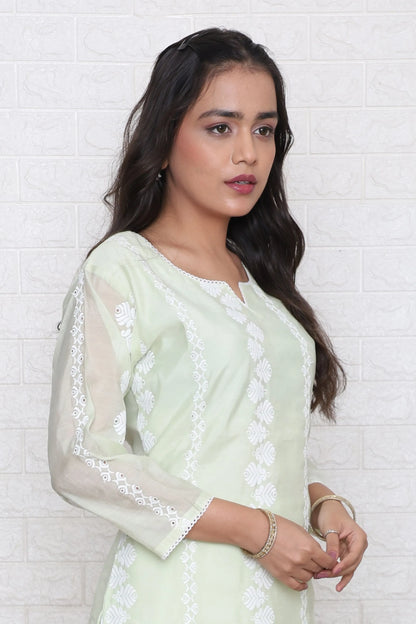 Mint Green Schiffli Kurta Set