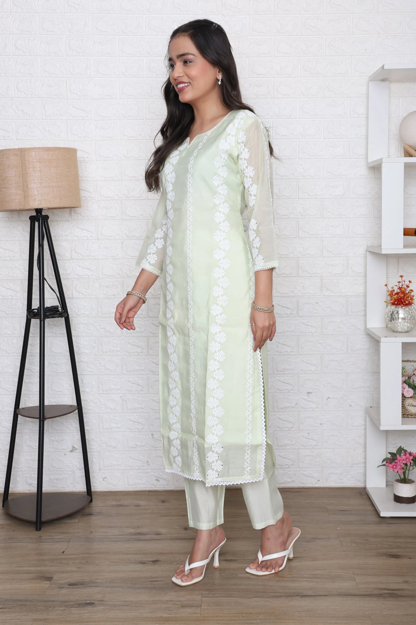 Mint Green Schiffli Kurta Set