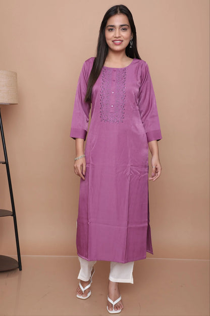 Orchid Embroidered Straight Kurta