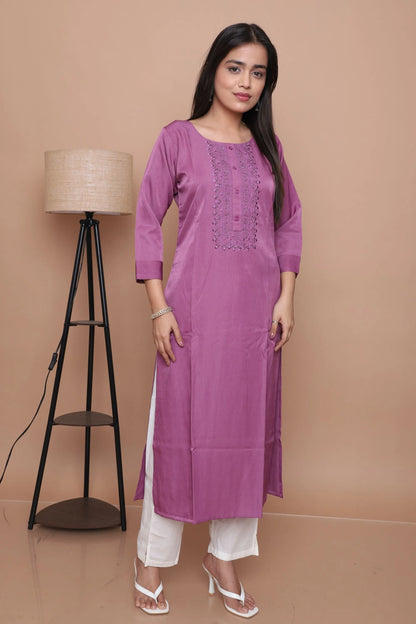 Orchid Embroidered Straight Kurta