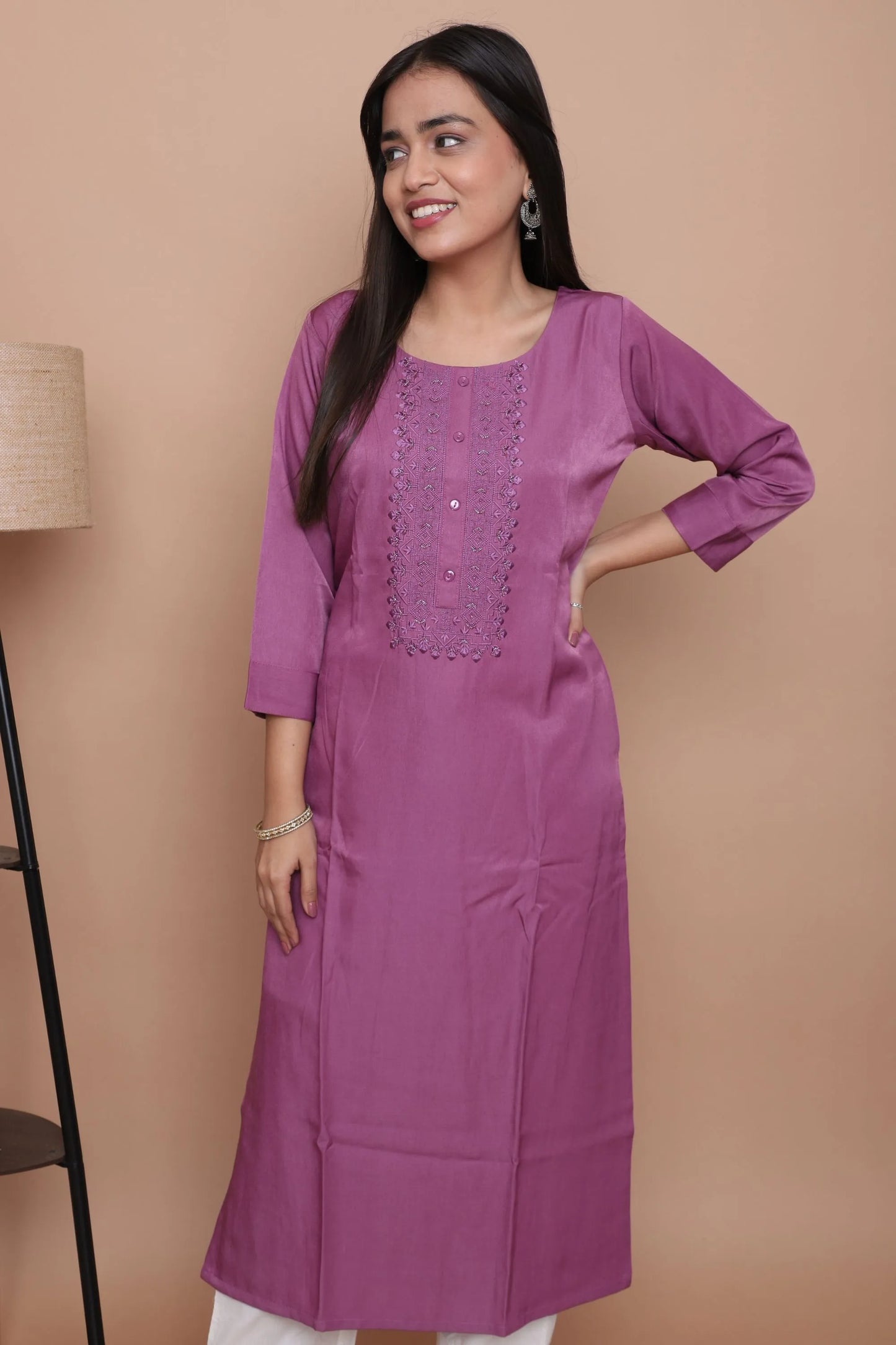 Orchid Embroidered Straight Kurta