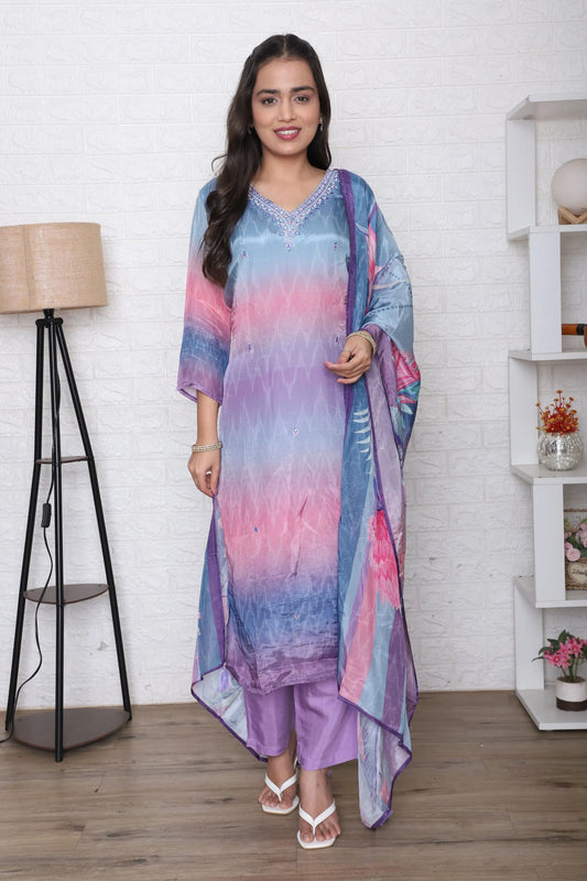 Pastel Ombre Embellished Suit Set
