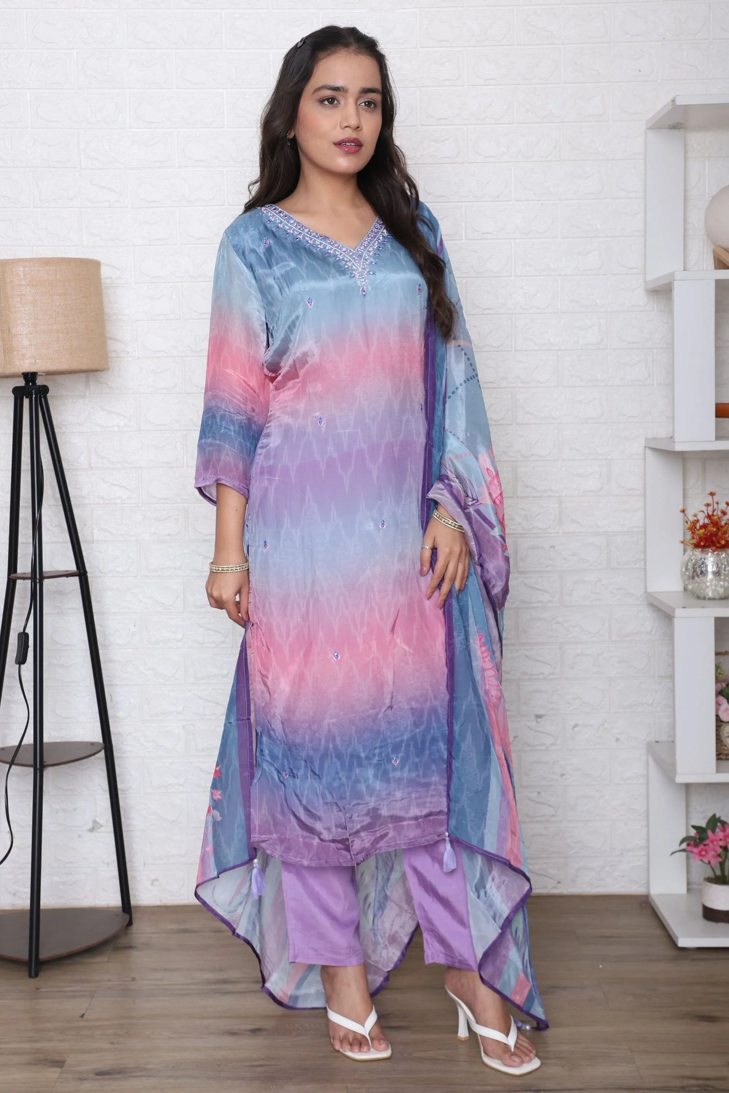 Pastel Ombre Embellished Suit Set