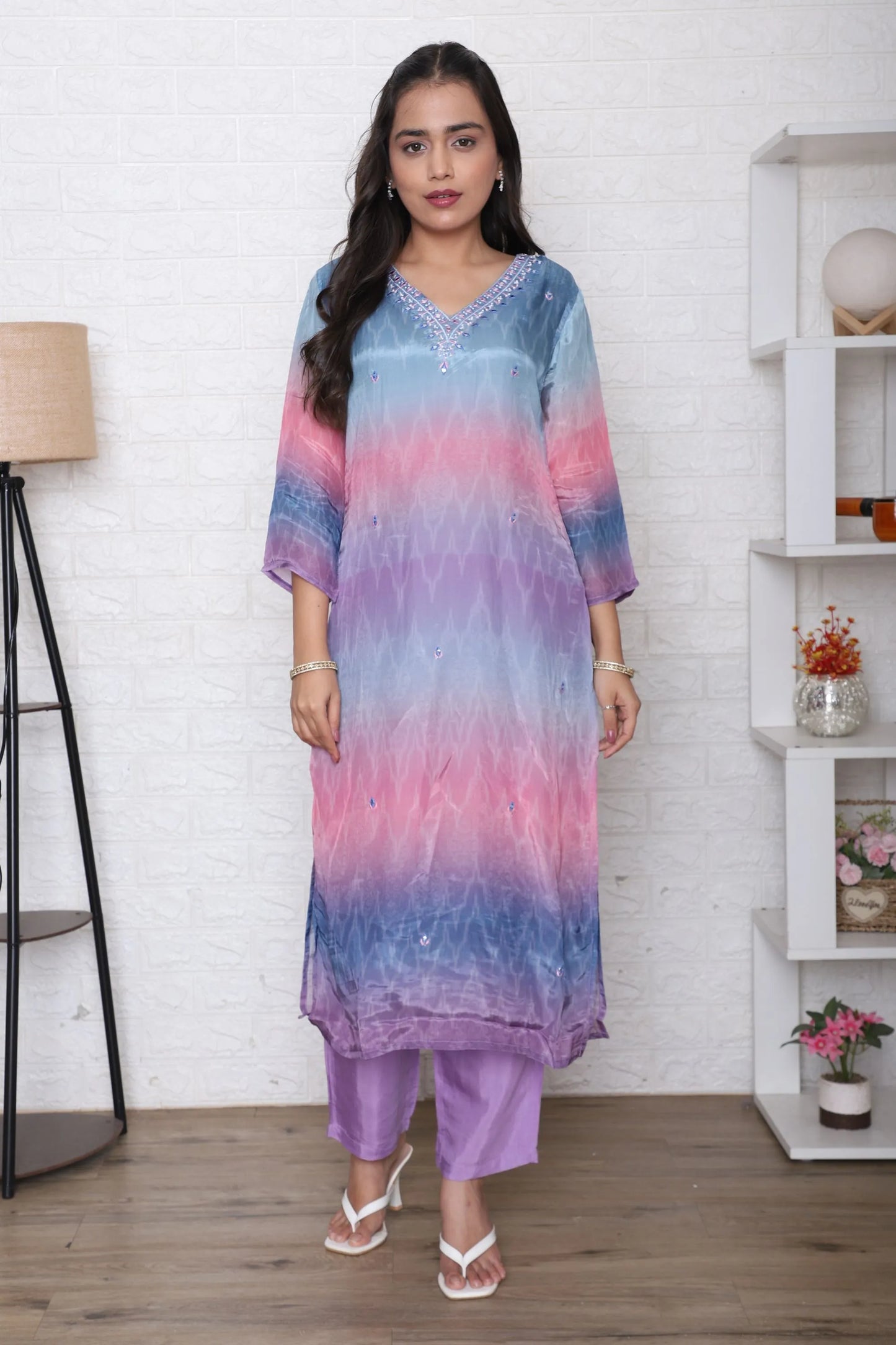 Pastel Ombre Embellished Suit Set