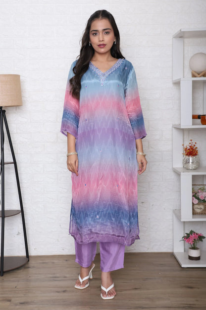 Pastel Ombre Embellished Suit Set