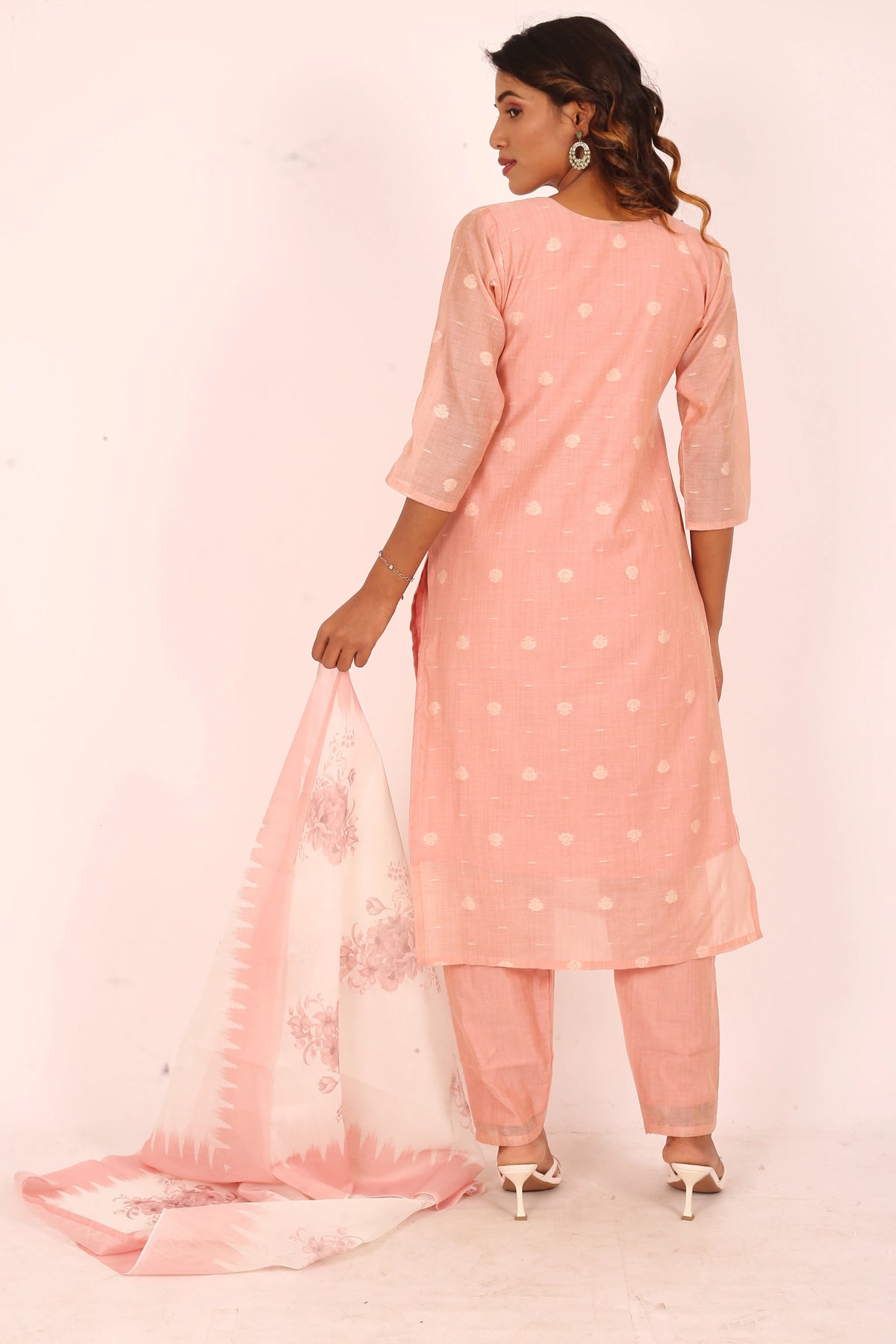 Peach Embroidered 3-Piece Suit Set