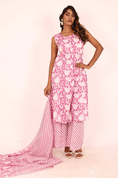 Pink Floral Printed Suit Set