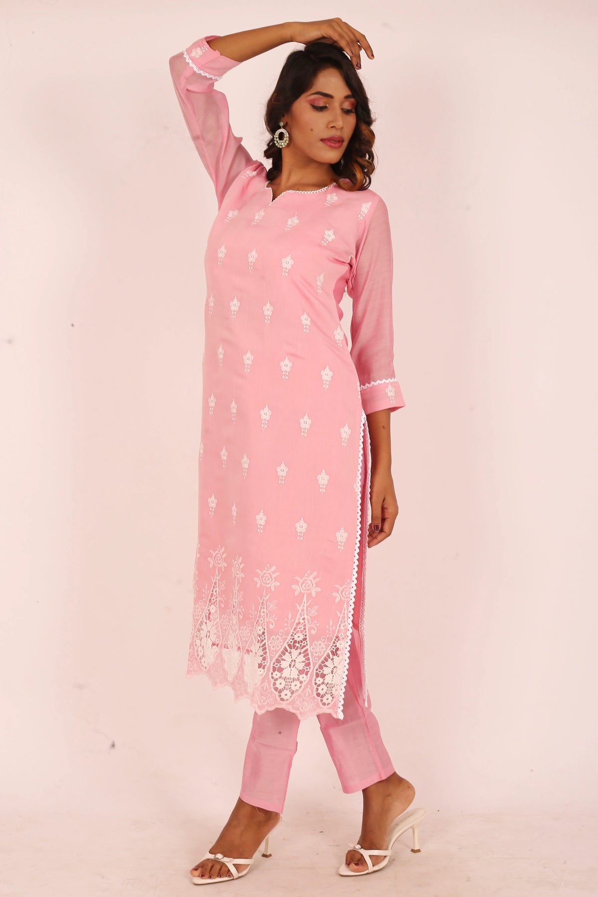 Pink Embroidered Kurta Set