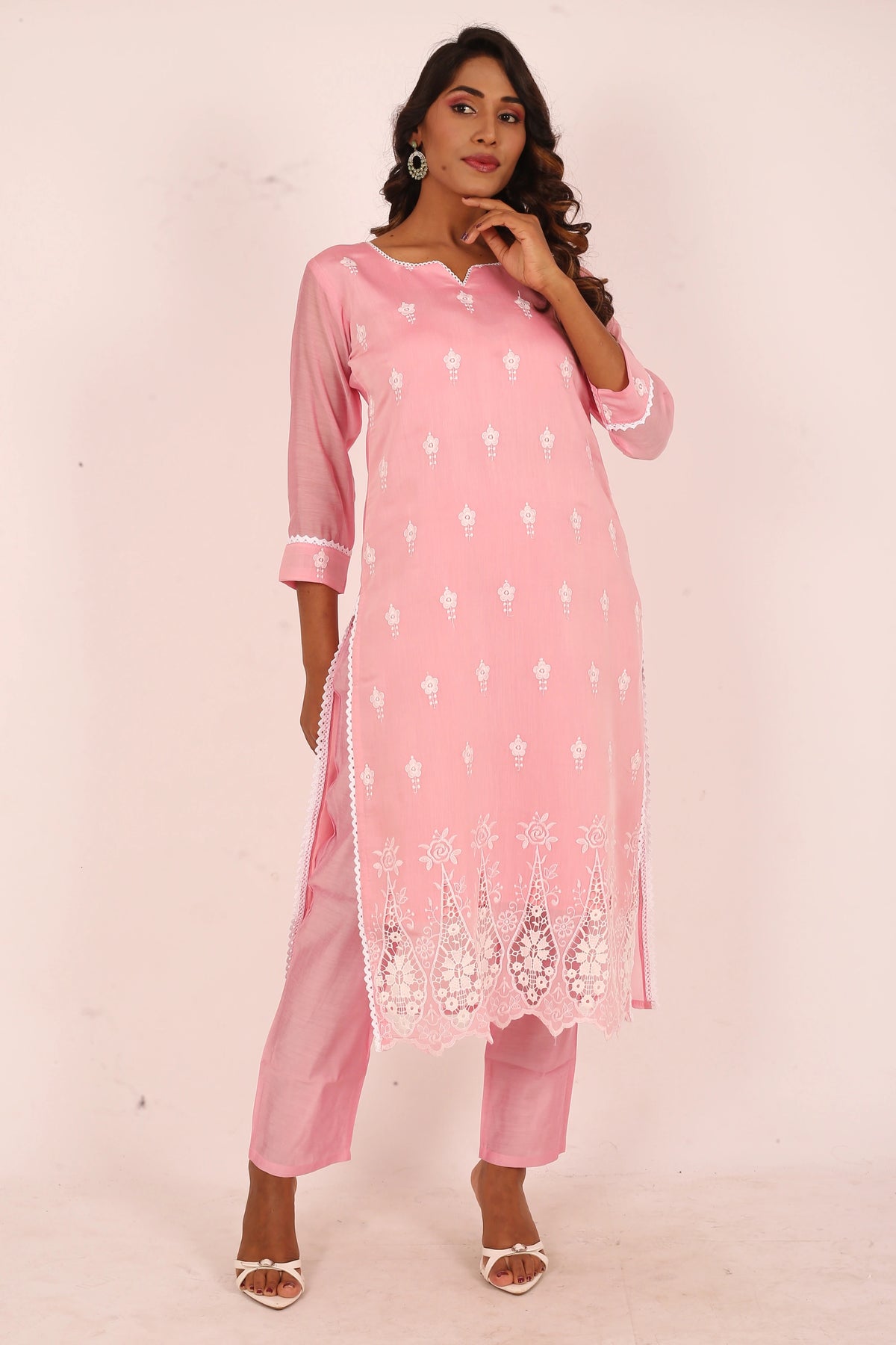 Pink Embroidered Kurta Set