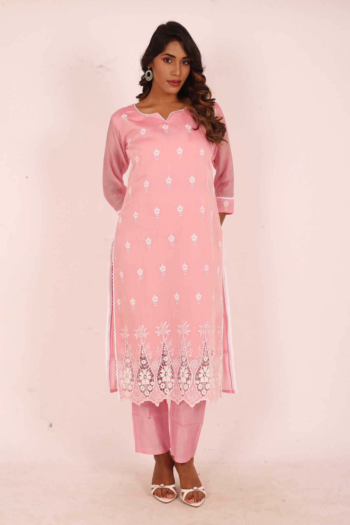 Pink Embroidered Kurta Set