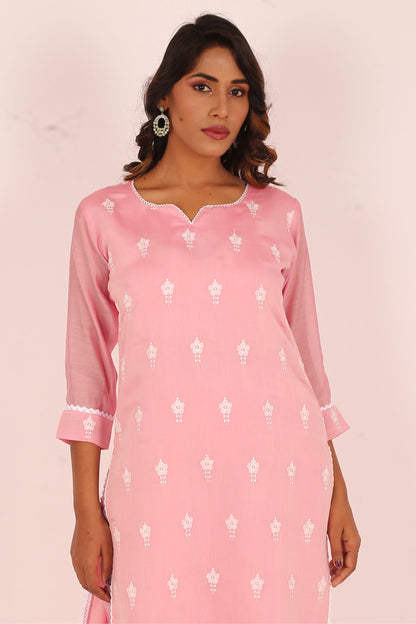 Pink Embroidered Kurta Set