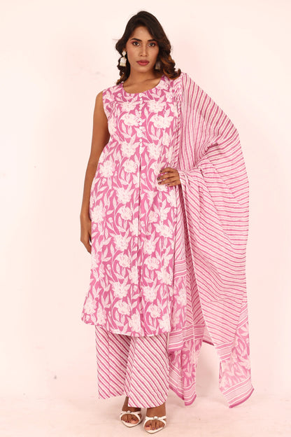 Pink Floral Printed Suit Set