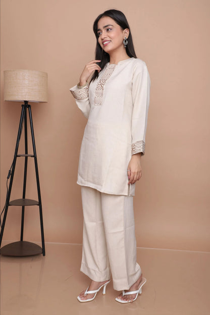 Cream Thread Work Co-Ord Set