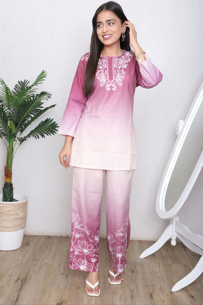 Rose Ombre Floral Co-Ord Set
