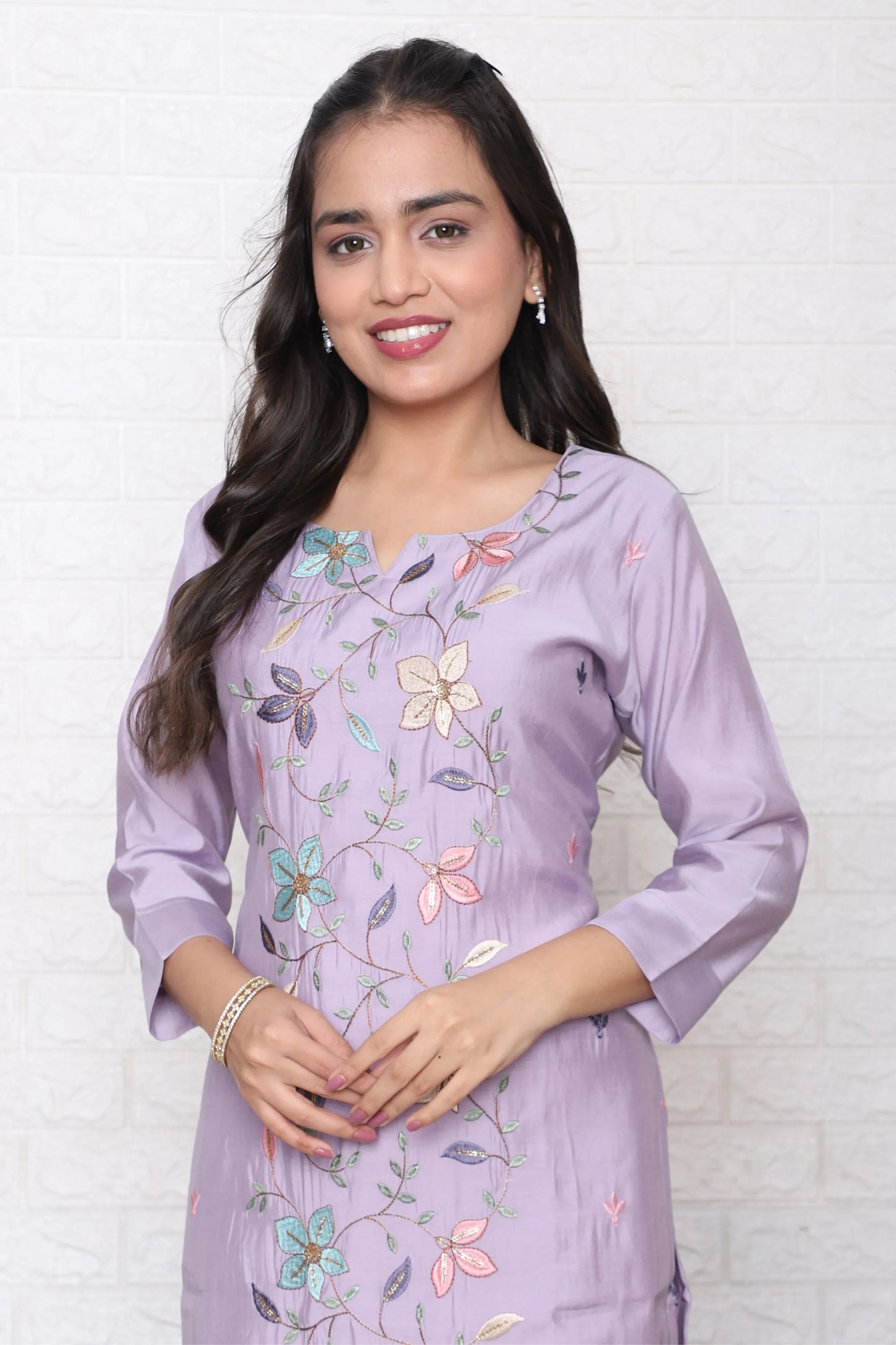 Lavender Embroidered Kurta Set