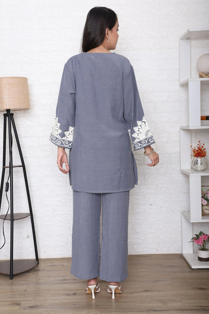 Grey Embroidered Co-Ord Set