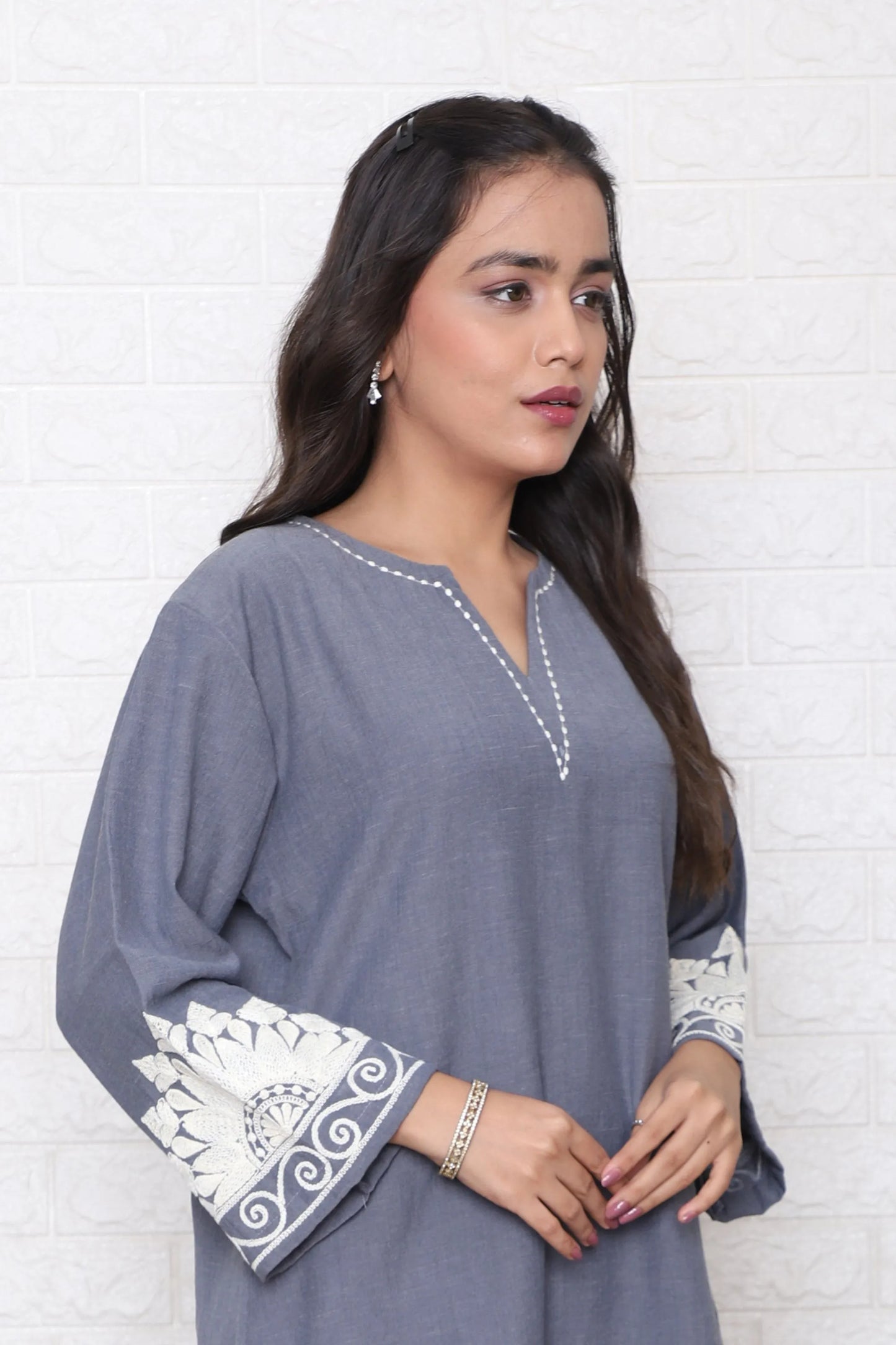 Grey Embroidered Co-Ord Set