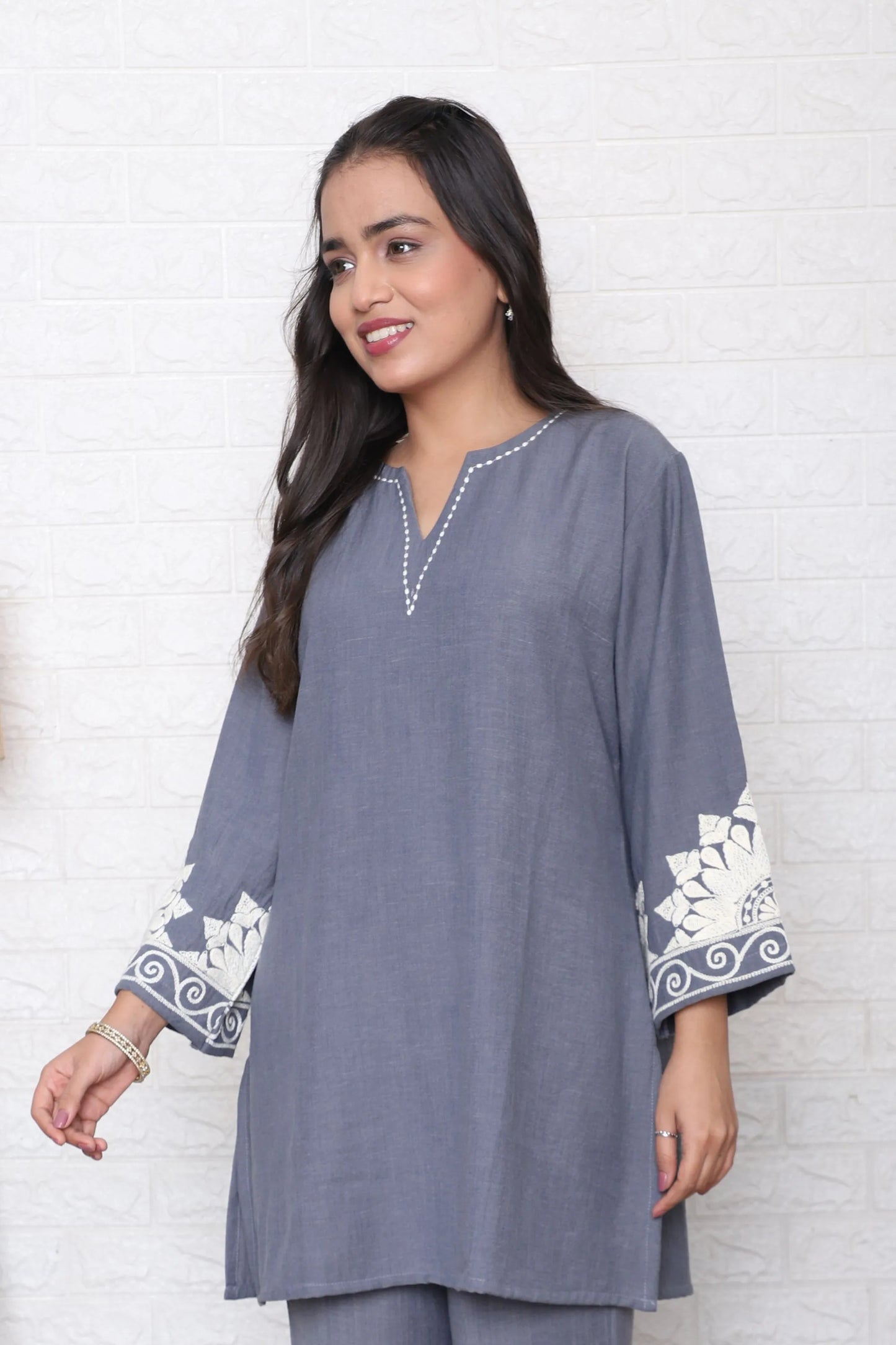 Grey Embroidered Co-Ord Set